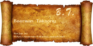 Beerman Taksony névjegykártya